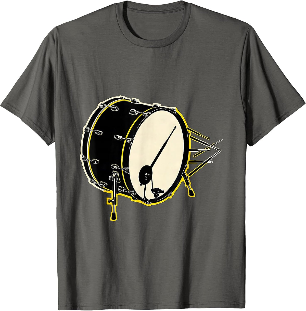 Stencil Bass Drum Drummer Humor Vintage Gift T-Shirt - Asphalt Grey