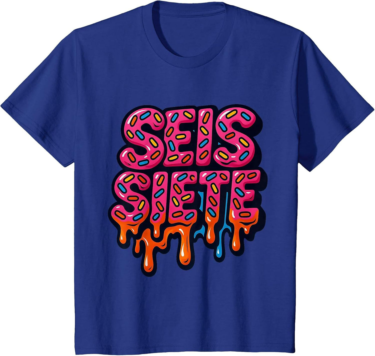 67 Six Seven SEIS Seven Spanish Brainrot Viral Meme T-Shirt - Royal Blue