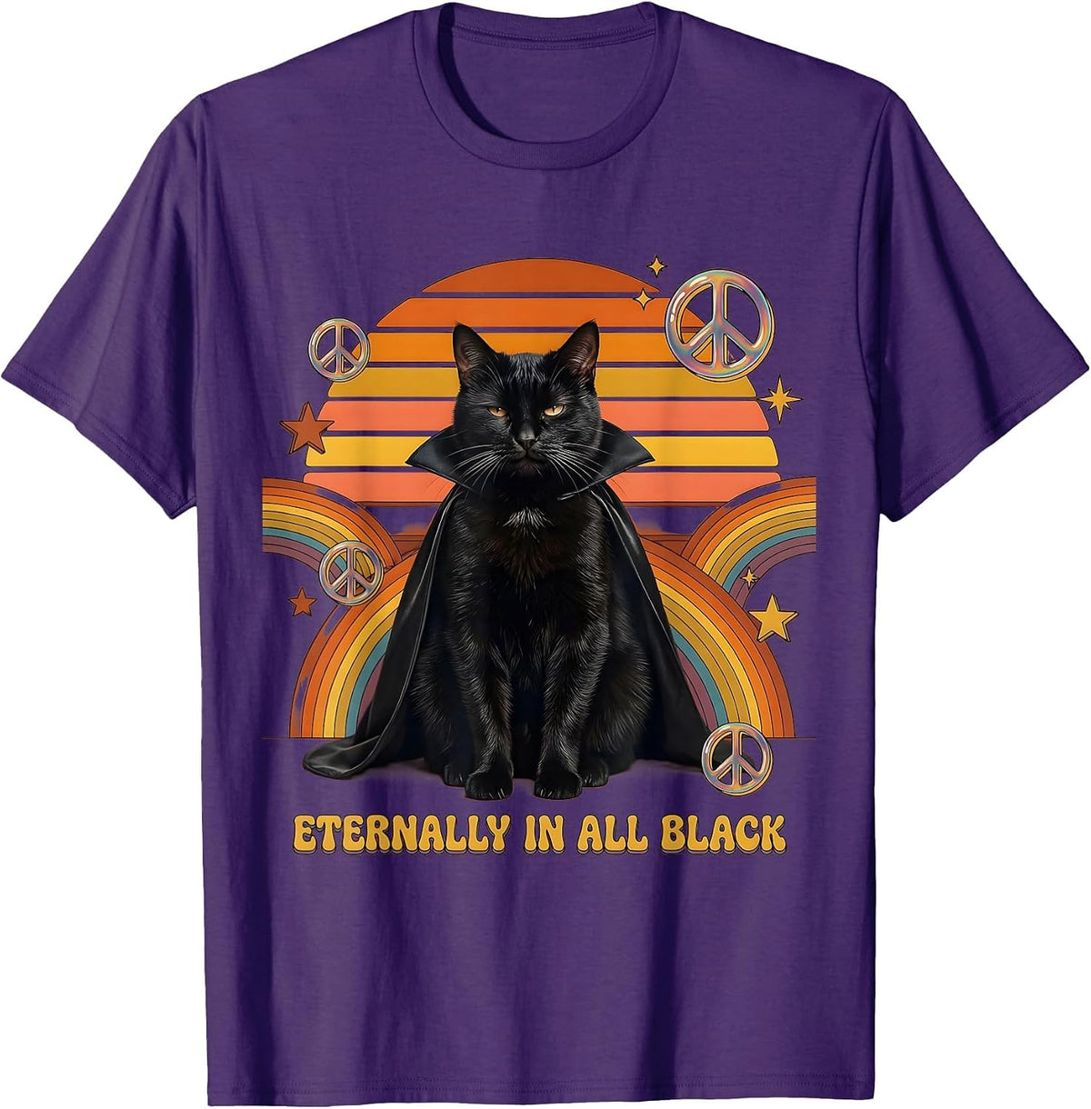 Eternally In All Black Goth Dark Aesthetic Design T-Shirt - Purple