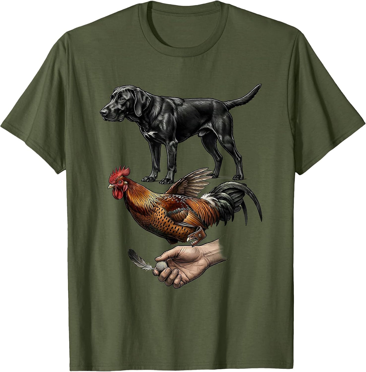 Pheasant Hunting Exploded View Technical Hunter Gift T-Shirt - Olive Green