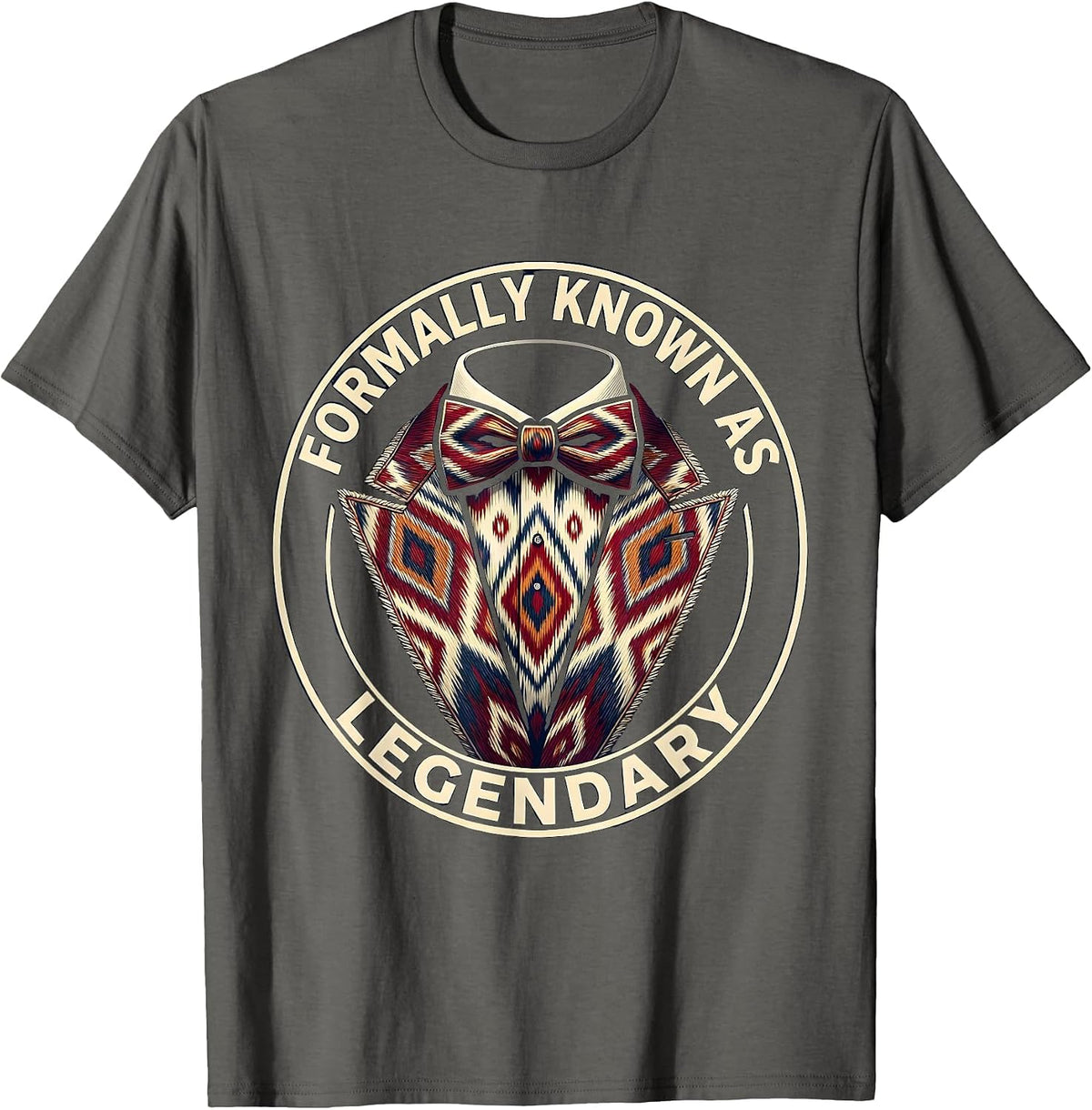 Men's Formally Known As Legendary Tuxedo Design T-Shirt - Asphalt Grey