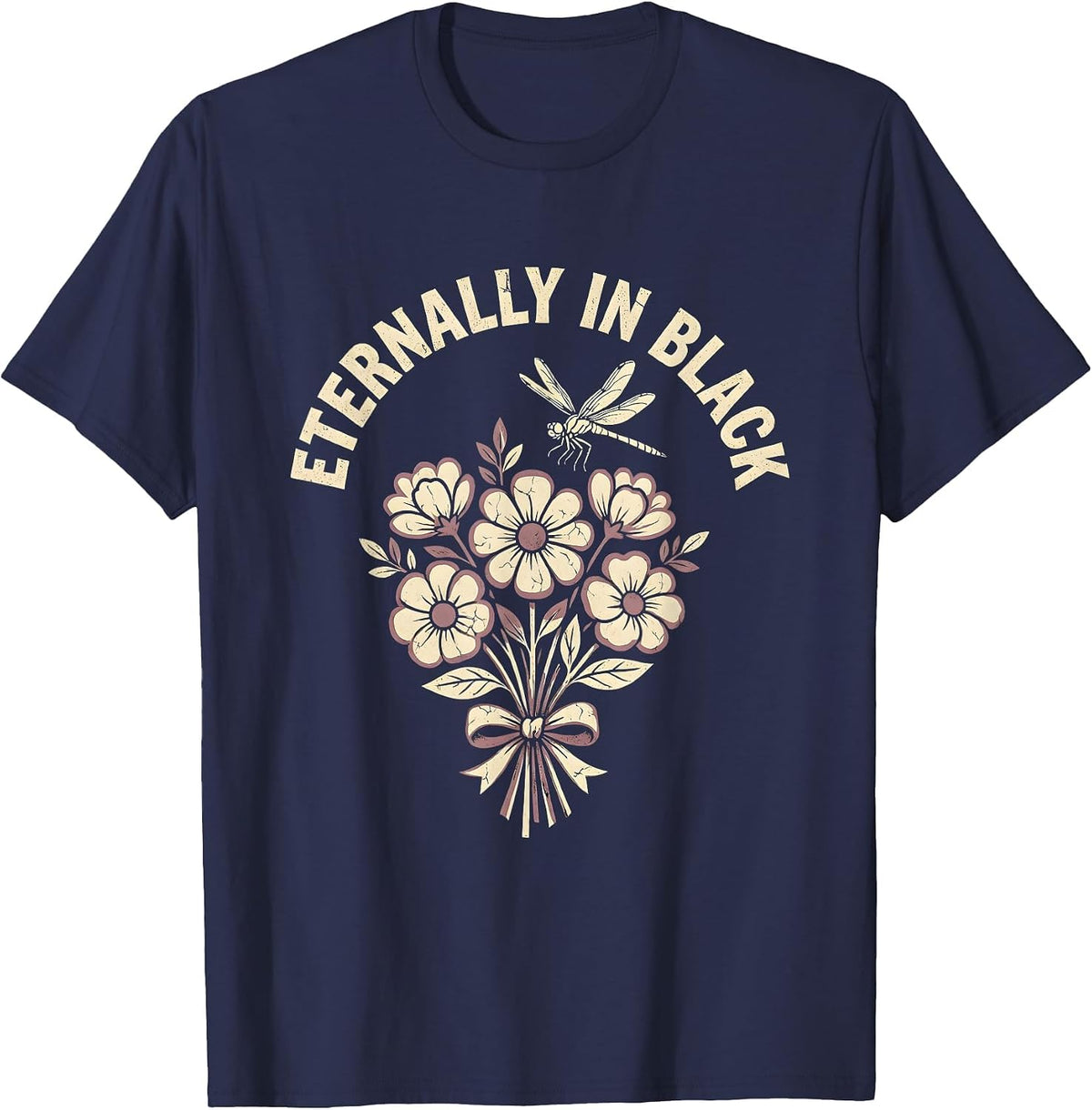 Eternally In Black Goth Dark Aesthetic Design T-Shirt - Navy Blue