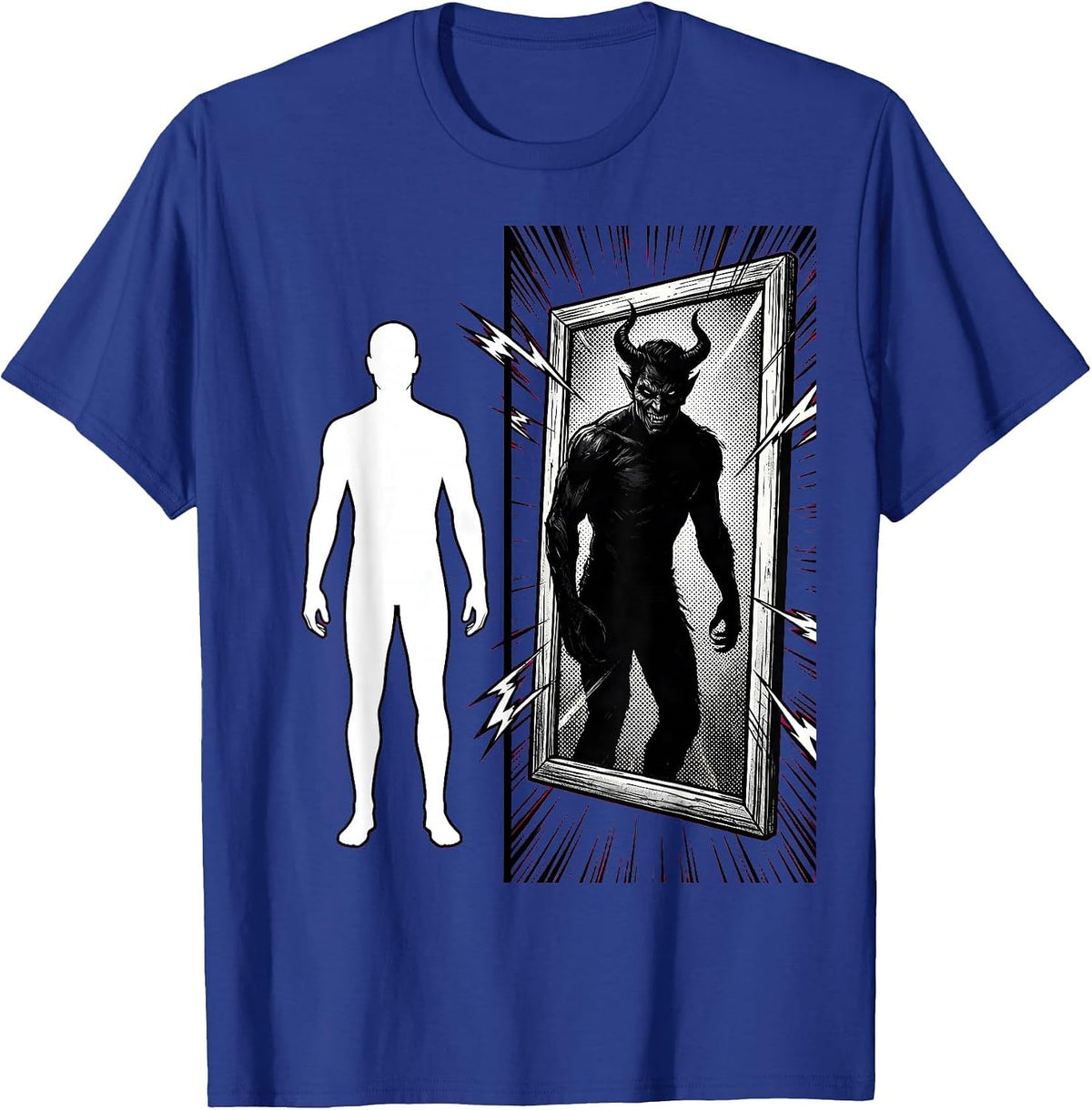White Lie Mirror Shadow Reflection Graphic Design T-Shirt - Royal Blue