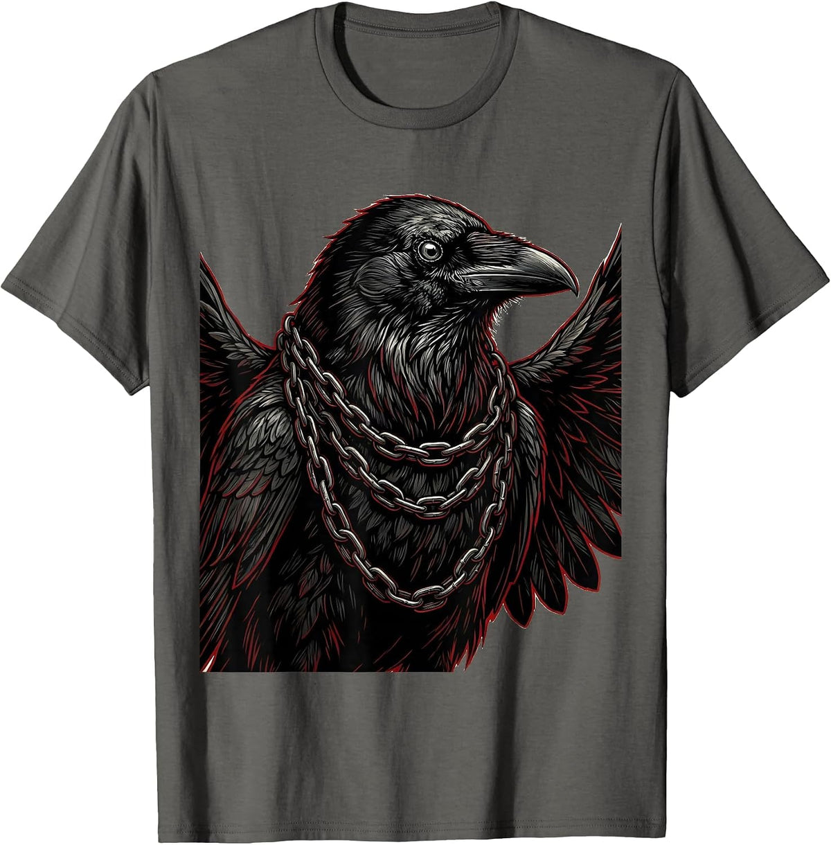 Men's Fawk Off Crow With Chains Graphic Design T-Shirt - Asphalt Grey