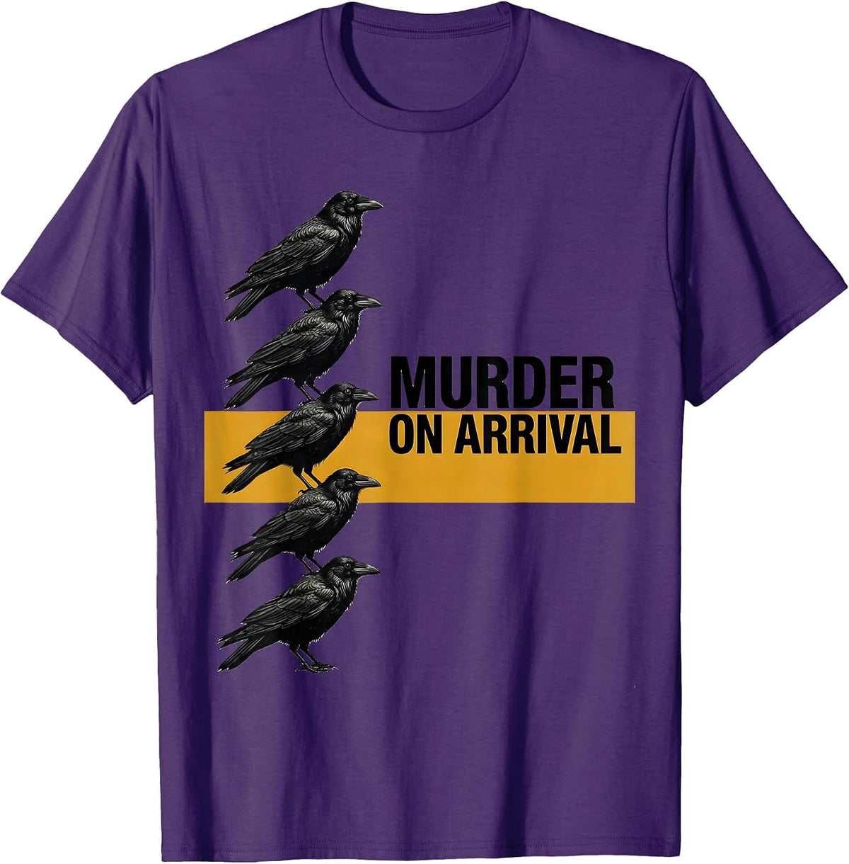 Murder On Arrival Midcentury Modern Crow Pun Bird Lover T-Shirt - Purple