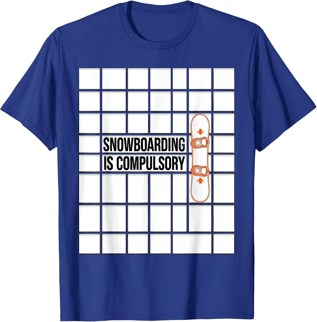 Snowboarding Is Compulsory Geometric Snowboarder Pride T-Shirt - Royal Blue