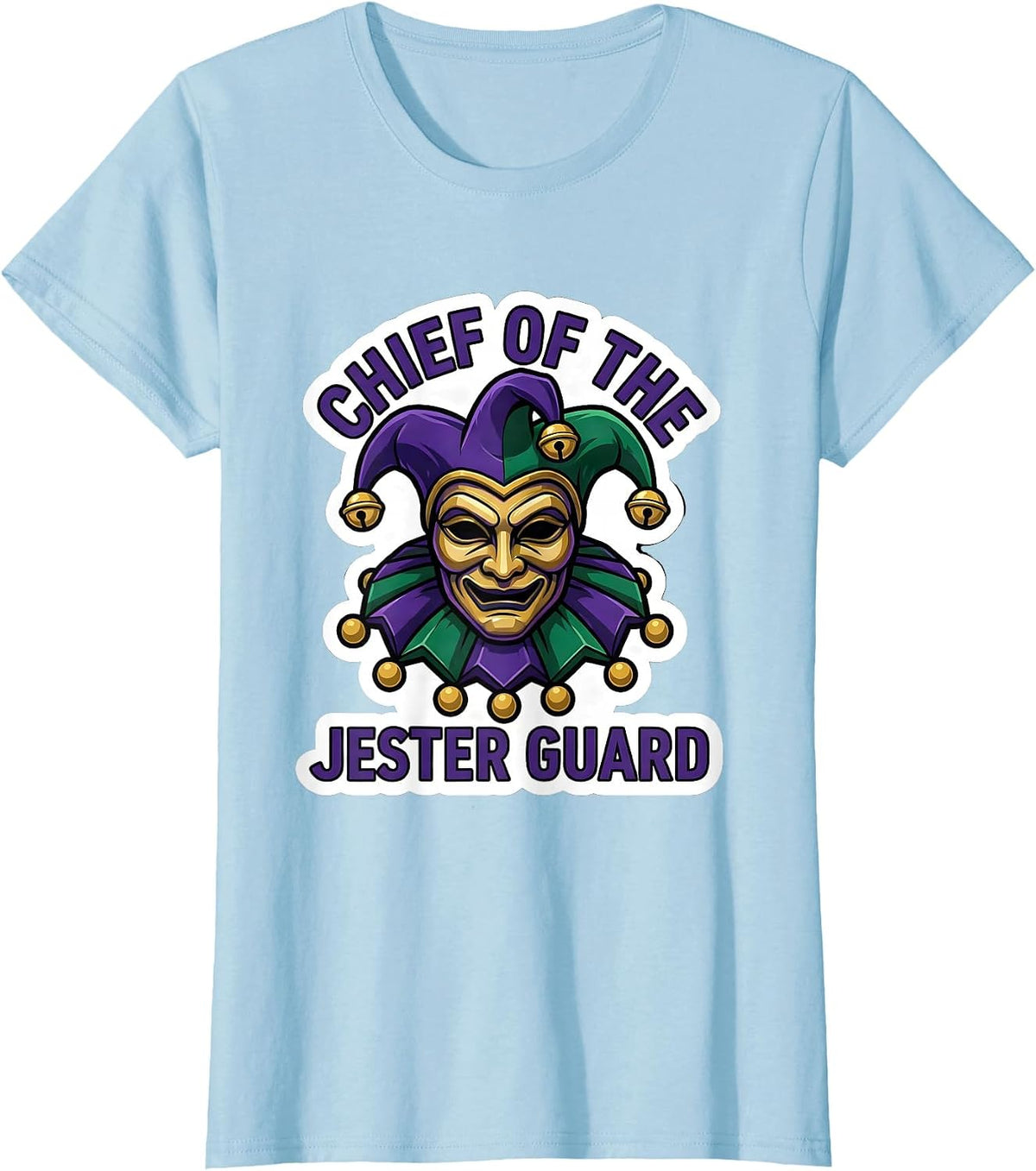 Chief of the Jester Guard Mardi Gras Carnival Party Jester T-Shirt - Baby Blue