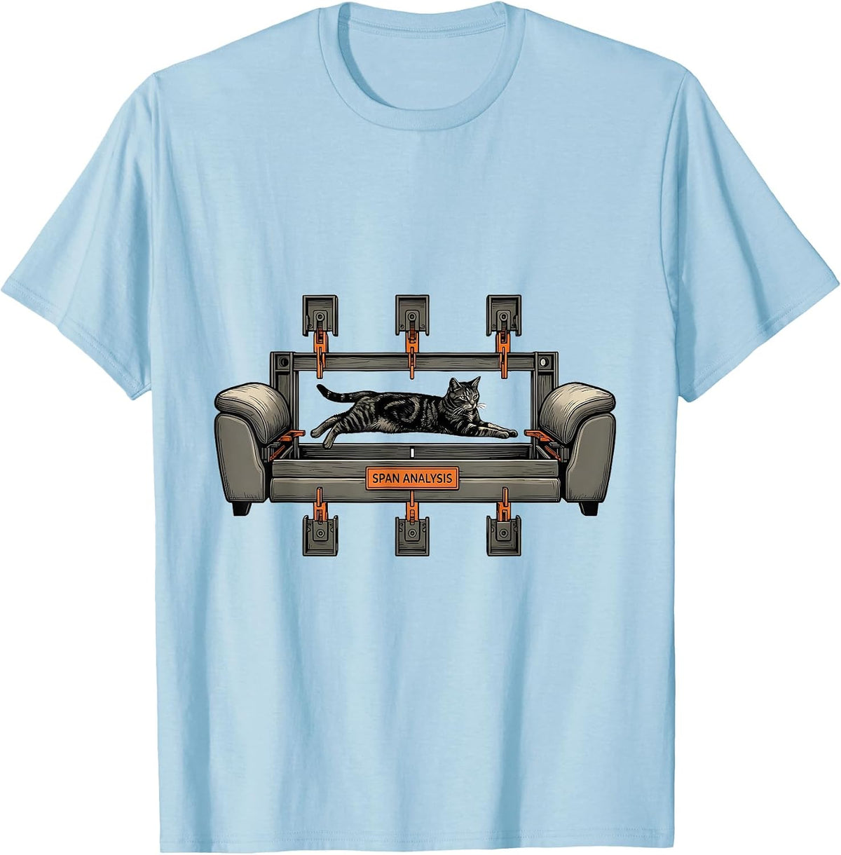 Men's Span Analysis Funny Cat Physics Humor Design Cat Science T-Shirt - Baby Blue