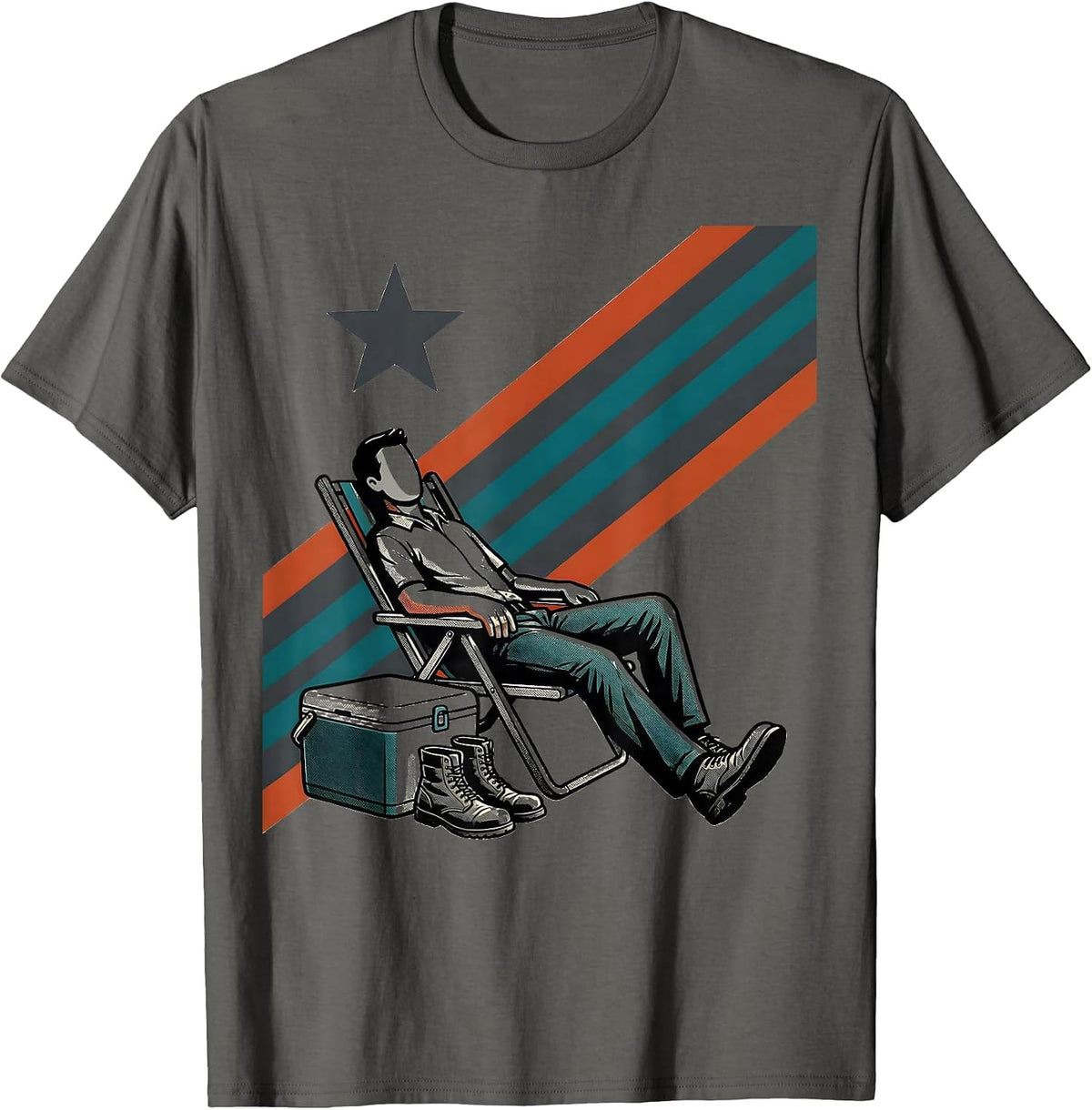 Reclining Worker Midcentury Modern Labor Day Patriotic T-Shirt - Asphalt Grey