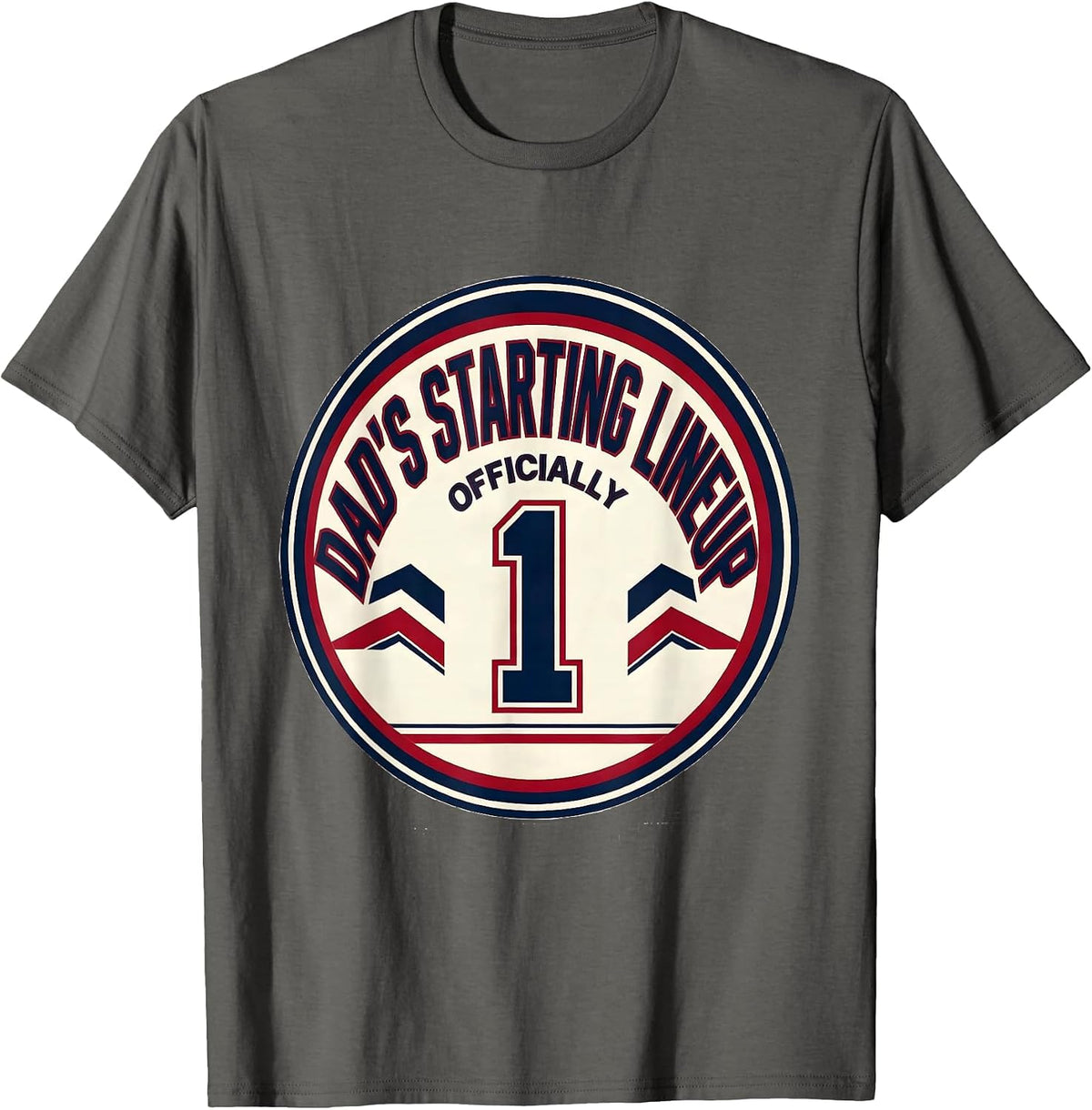 Men's Officially Dad's Starting Lineup Funny Dad Gift Birthday T-Shirt - Asphalt Grey