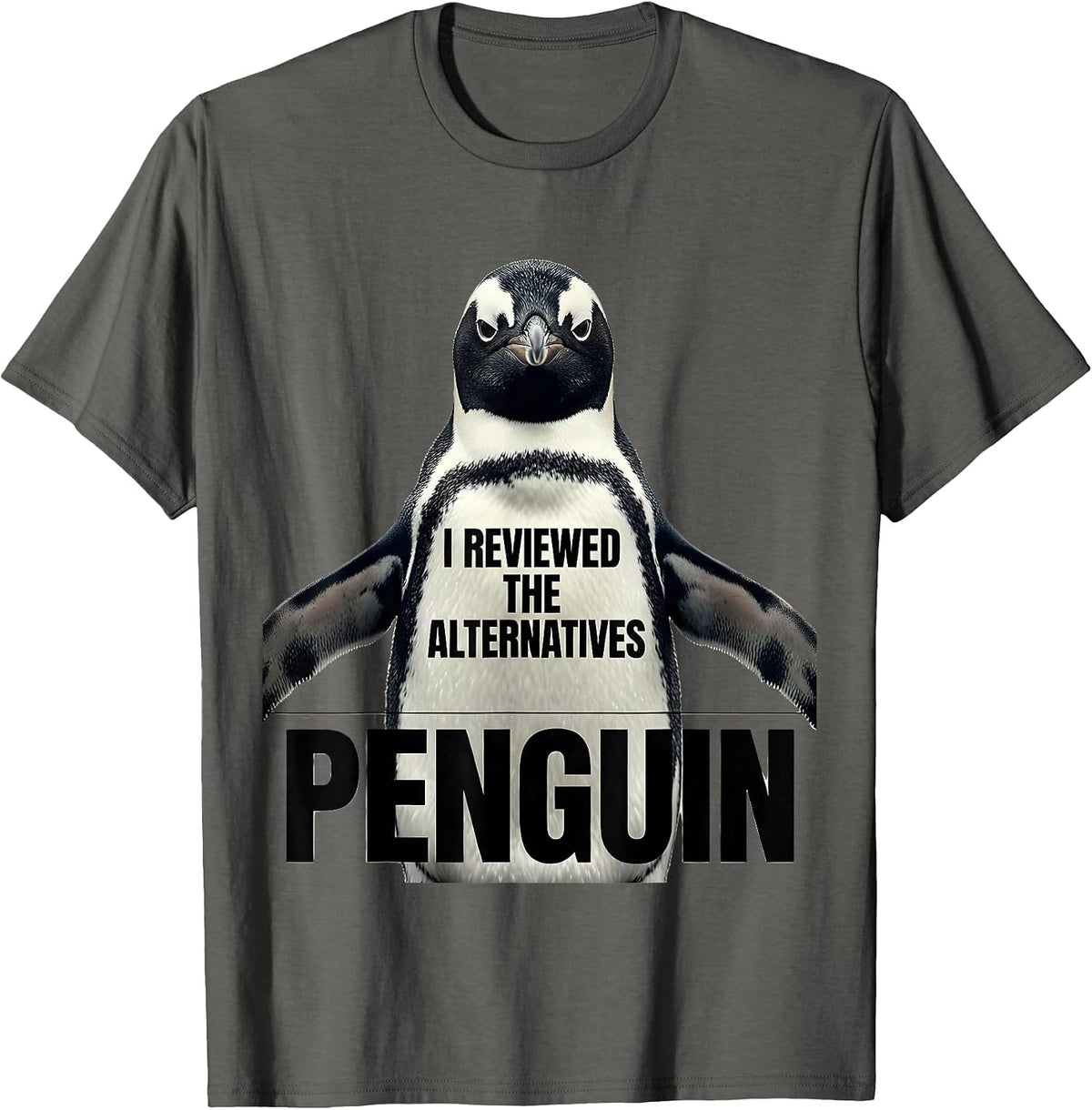 I Reviewed The Alternatives Penguin Funny Penguin Lover T-Shirt - Asphalt Grey