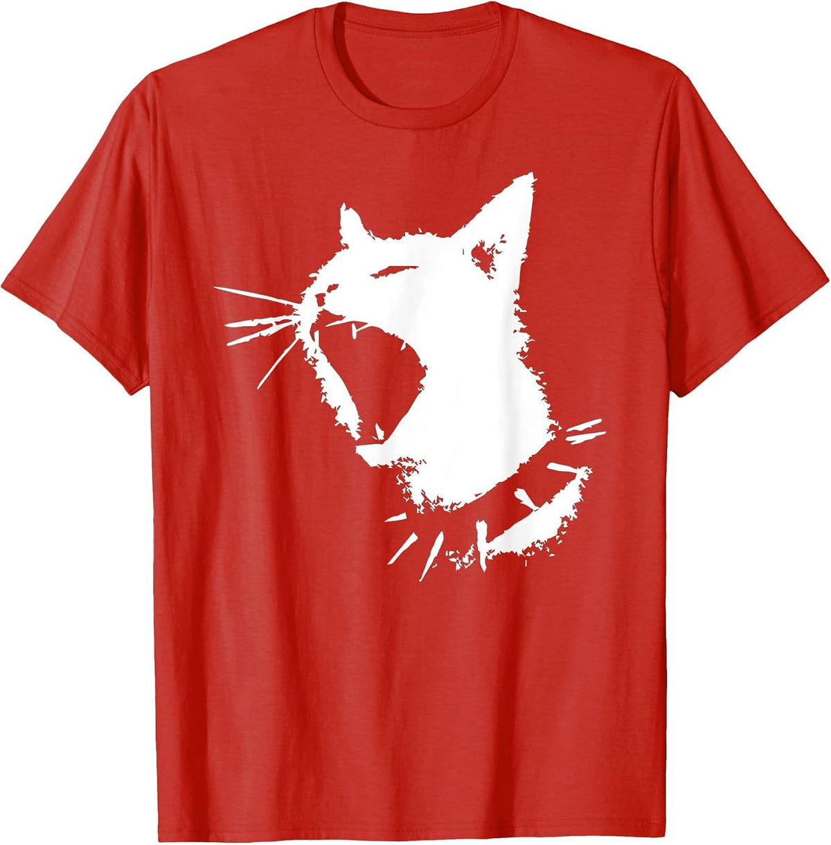 Cat Skull Punk Y2k Cute Creepy Kitty Goth Black Alt Gothic T-Shirt - Red