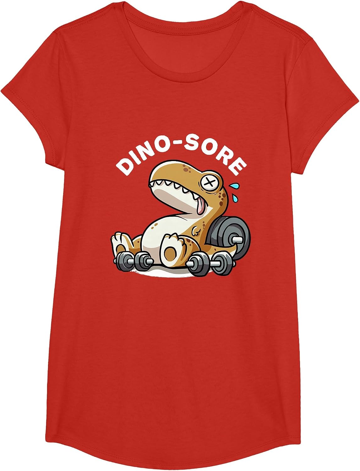 Dino Sore Dinosaurs Weightlift Workouts Gym Quotes Funny Gym T-Shirt - Girls Red