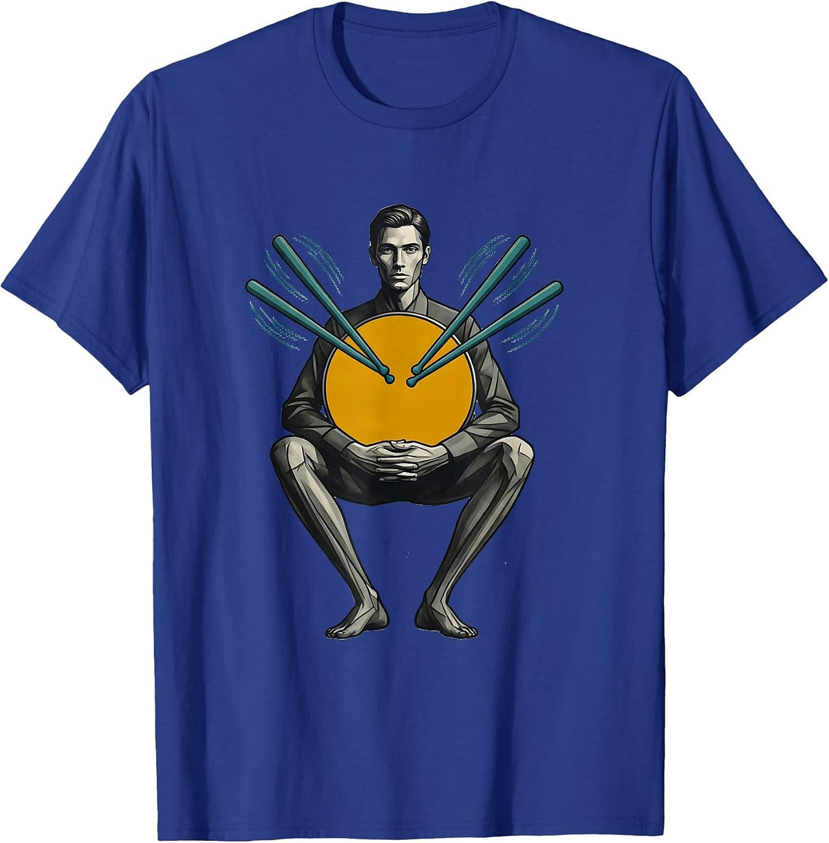 Drummer Bass Circle Midcentury Modern Drummer Gift T-Shirt - Royal Blue