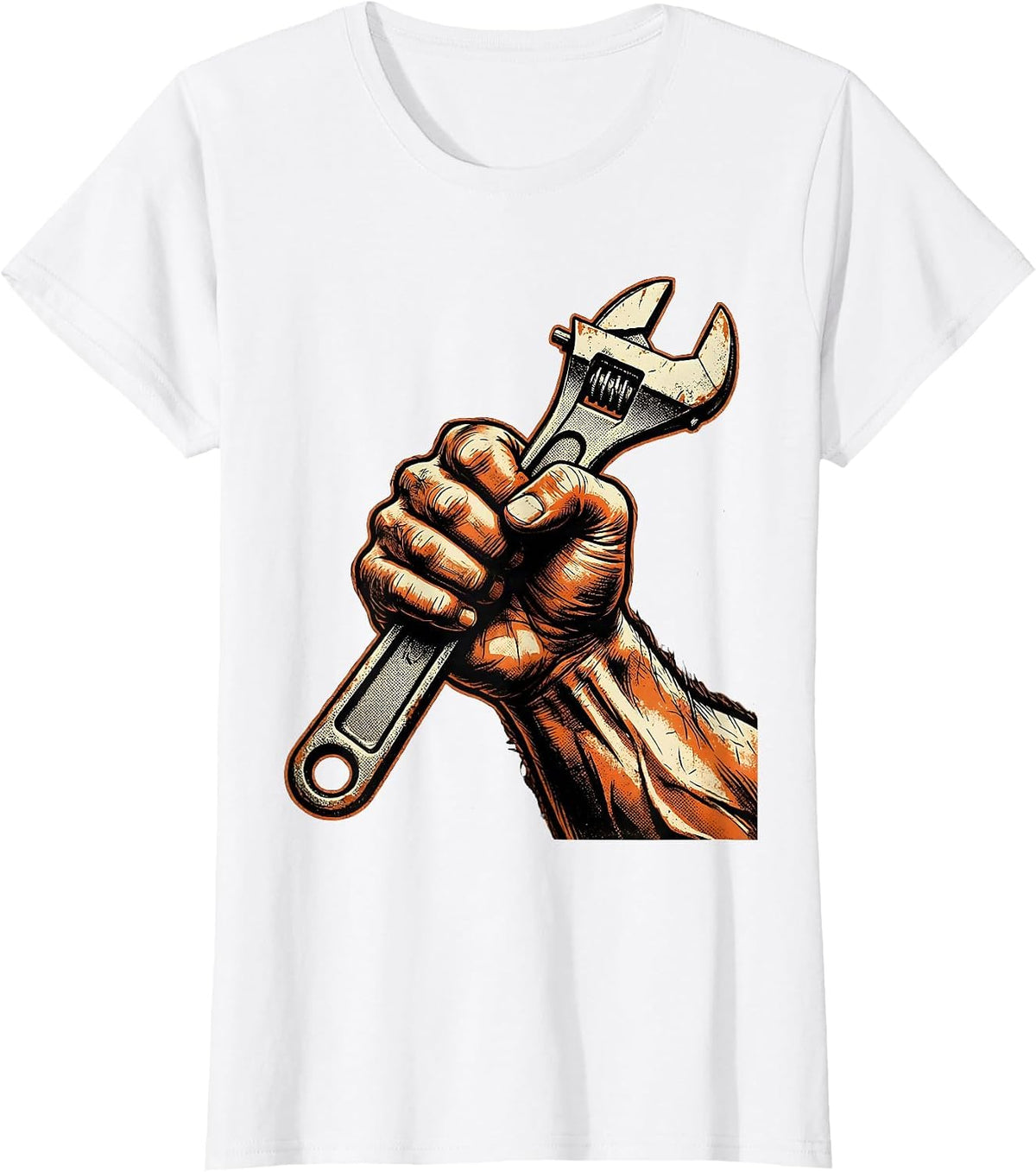Mechanic Fist Wrench Graphic Tee T-Shirt - White