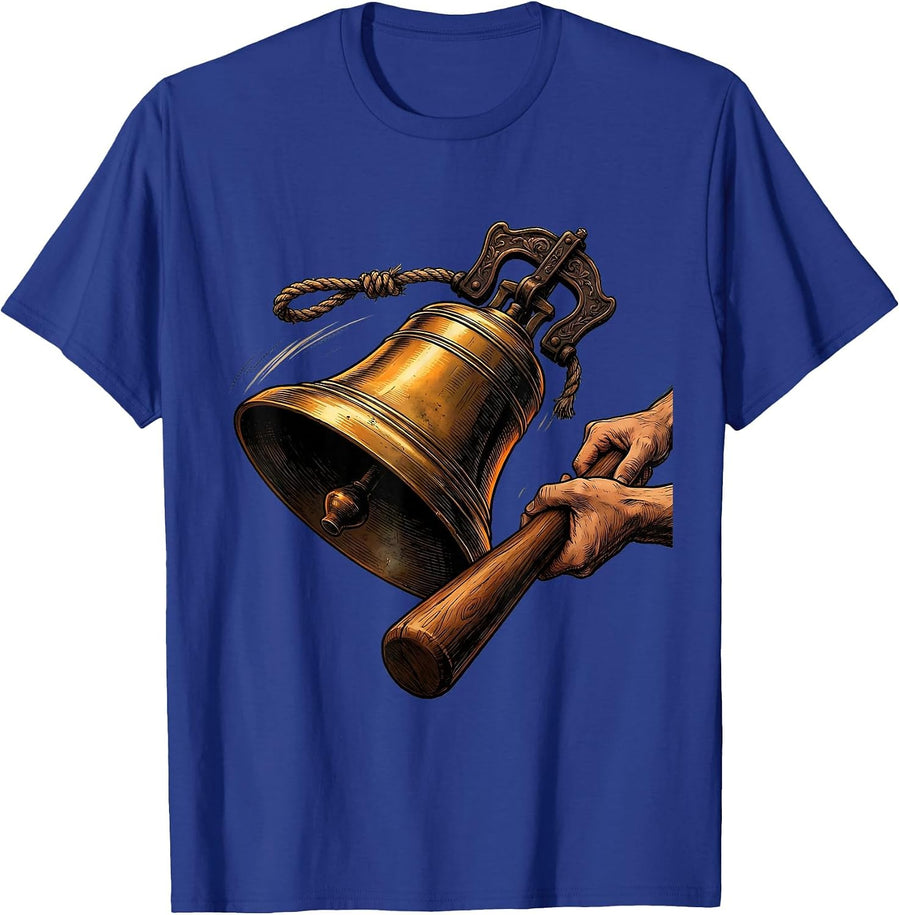 Hand Ringing Giant Old School Bell Graphic T-Shirt - Royal Blue