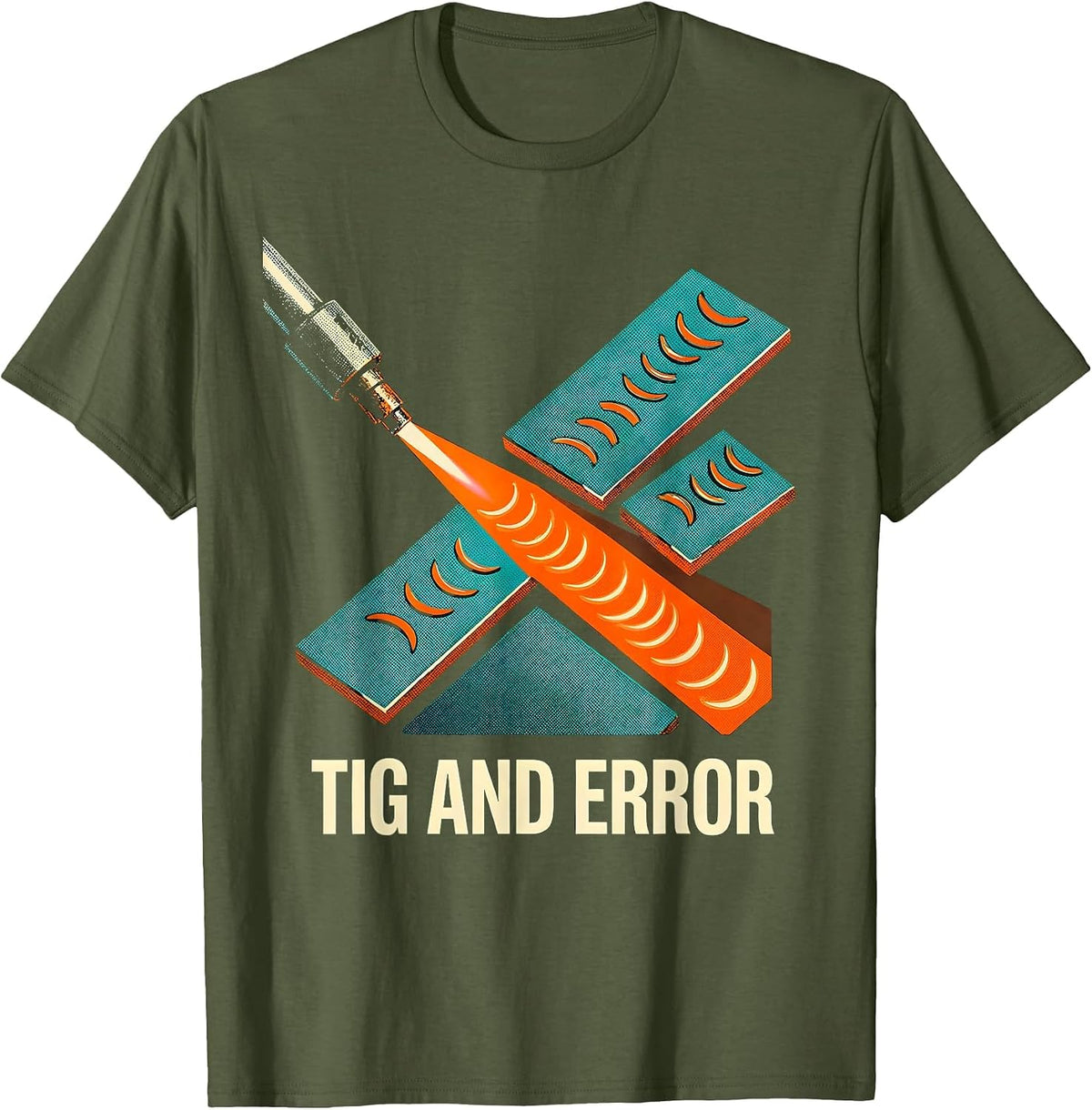 TIG And Error Risograph Welder Trade Humor Gift T-Shirt - Olive Green