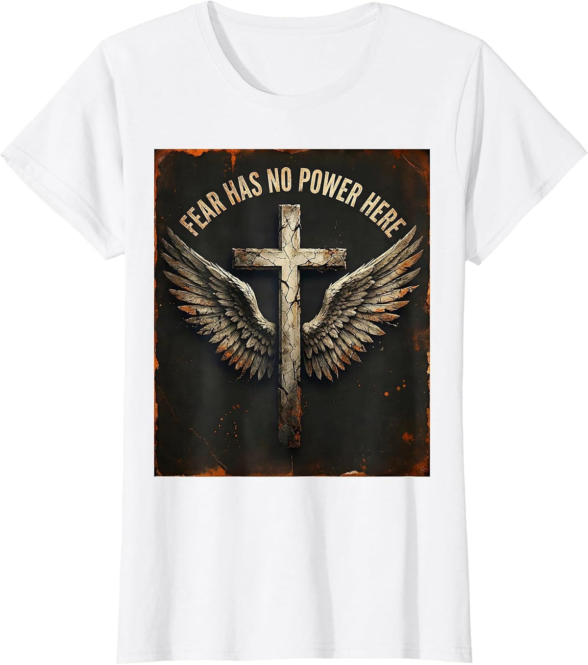 Faith Over Fear Has No Power Here Design T-Shirt - White