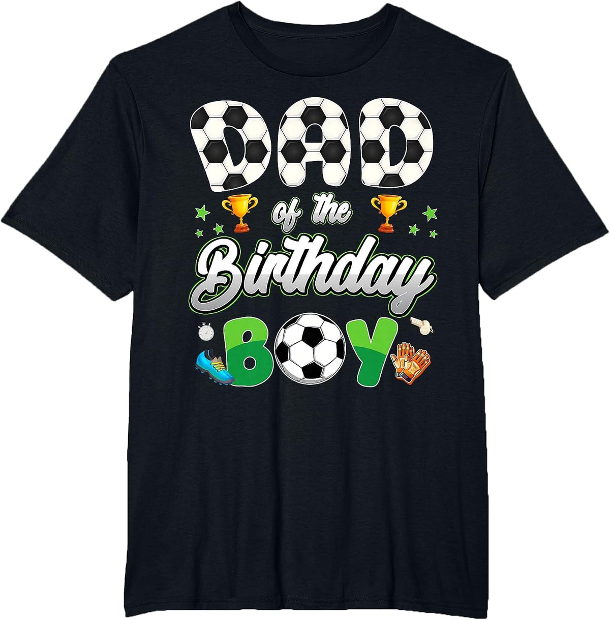 Soccer Dad of The Birthday Boy Soccer Theme Family Matching T-Shirt - Black