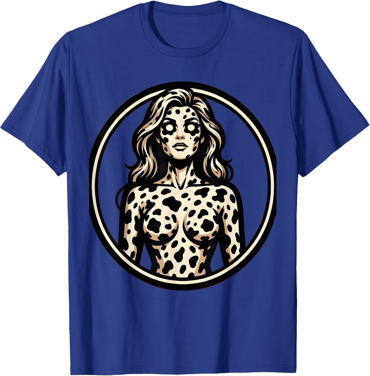 Dalmatian Spots Silhouette Artistic Graphic Design T-Shirt - Royal Blue