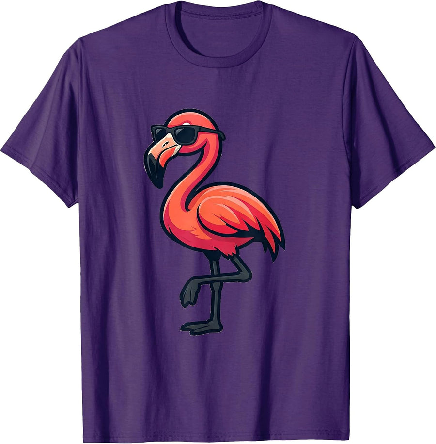 Flamingo Mascot Cool Novelty Bird Lover Gift T-Shirt, Men, Purple, Medium - As Pictured