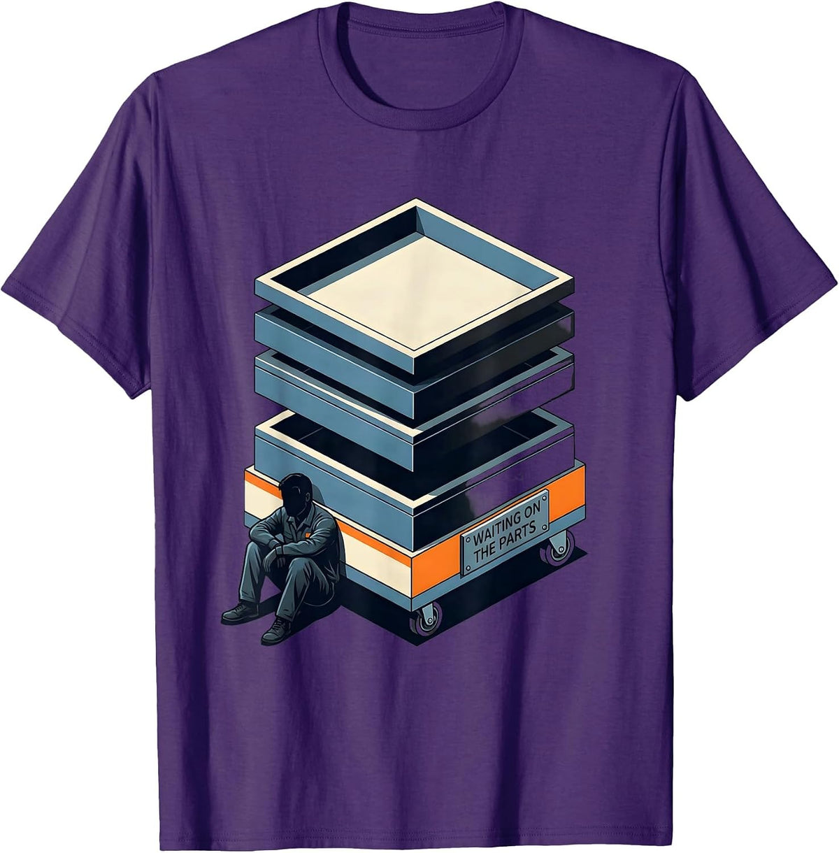 Waiting On The Parts Funny Mechanic Skeleton Auto Repair T-Shirt - Purple
