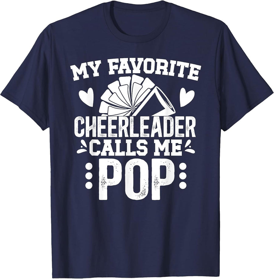 My Favorite Cheerleader Pop Cheer Pop Grandpa T-Shirt - Navy Blue