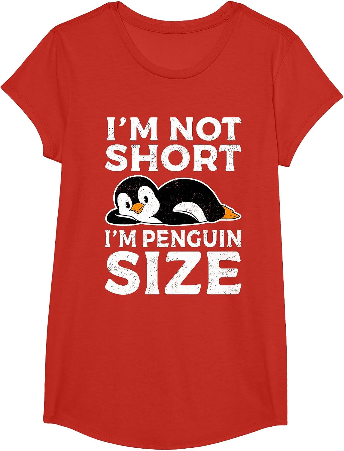 Funny Penguin Qoute I'm Not Short I'm Penguin Size Penguins T-Shirt - Girls Red