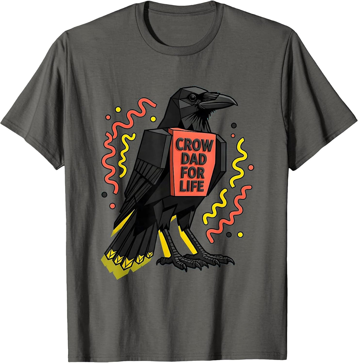 Crow Dad For Life Wildlife Bird Father Design T-Shirt - Asphalt Grey
