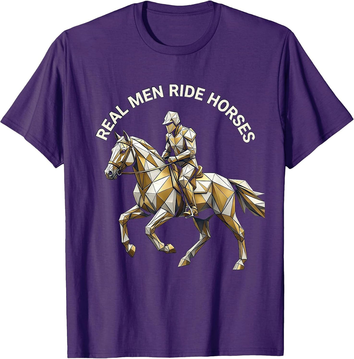 Men's Real Men Ride Horses Country Western Design T-Shirt - Purple