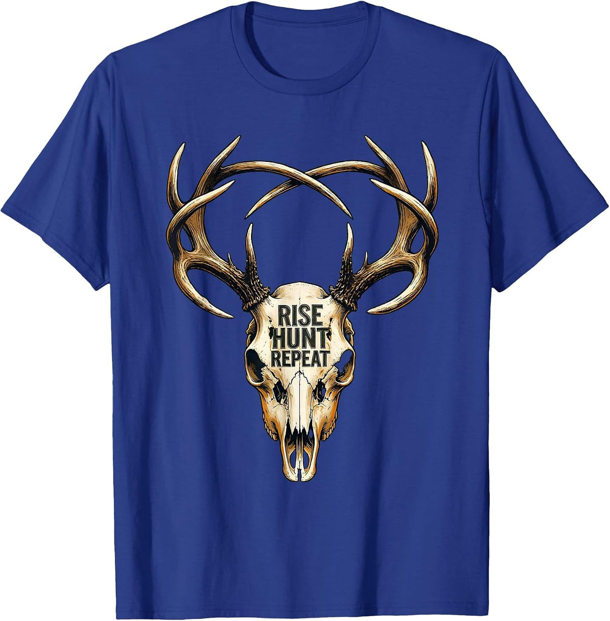 Rise Hunt Repeat Hunting Lifestyle Design T-Shirt - Royal Blue