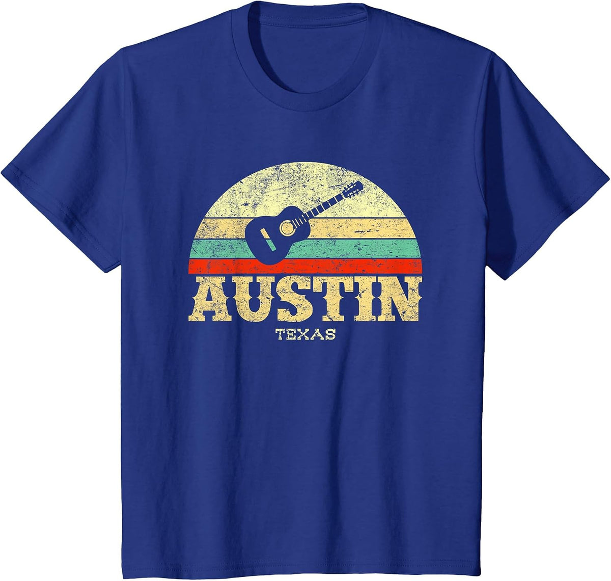 Retro Austin Texas Guitar Shirt Vintage Lone Star State Tee T-Shirt - Royal Blue