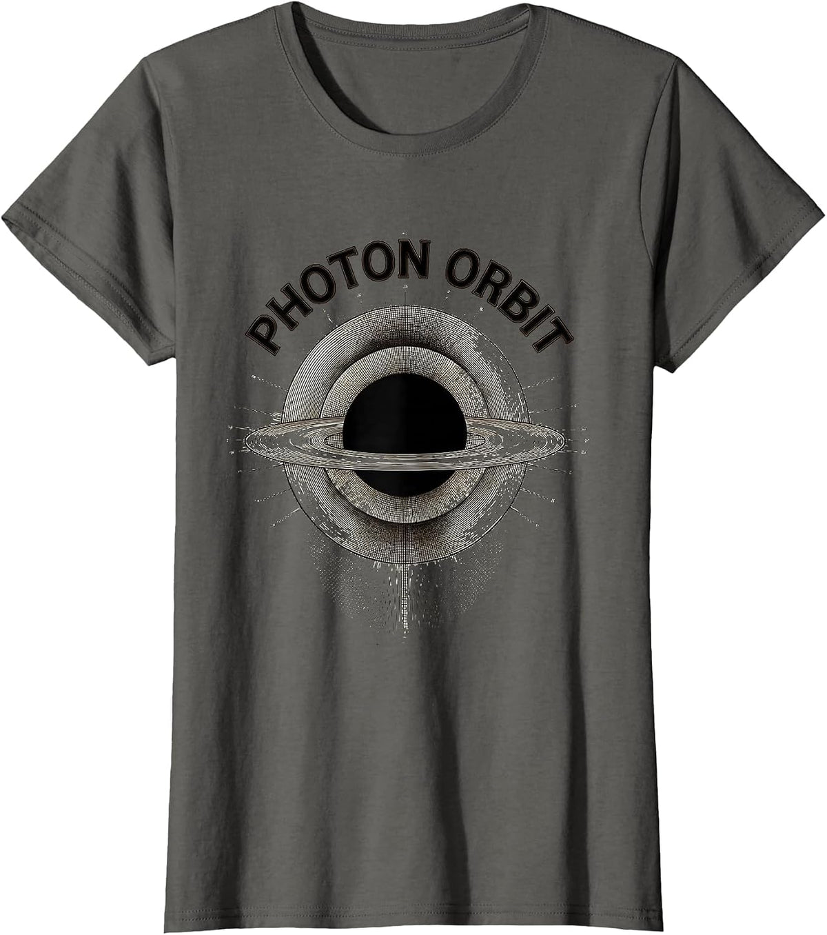 Women's Photon Orbit Crosshatch Etching Astrophysics Physics Student T-Shirt - Asphalt Grey
