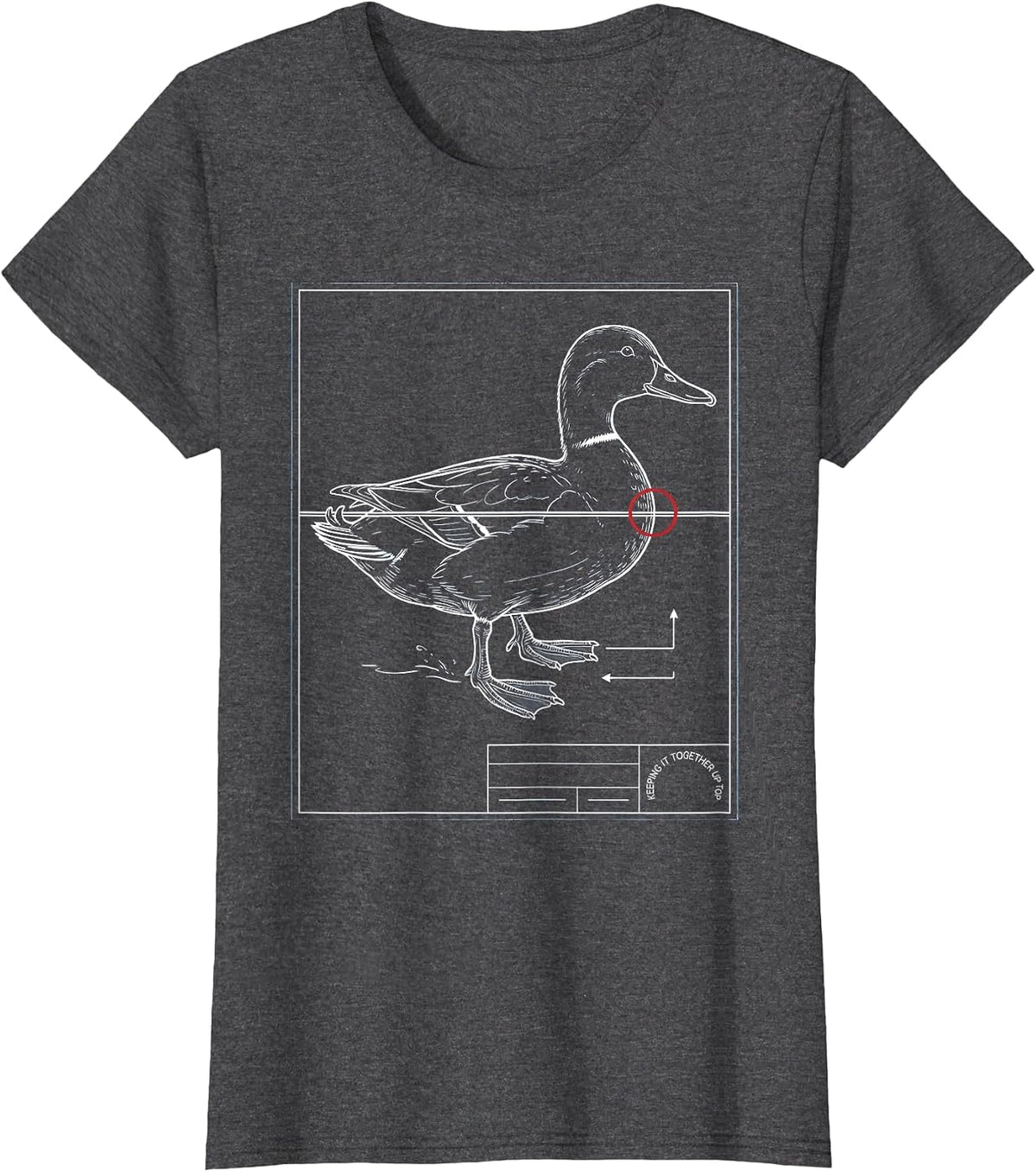Women's Keeping It Together Up Top Funny Duck Pun Novelty Humor Gift T-Shirt - Dark Heather Grey