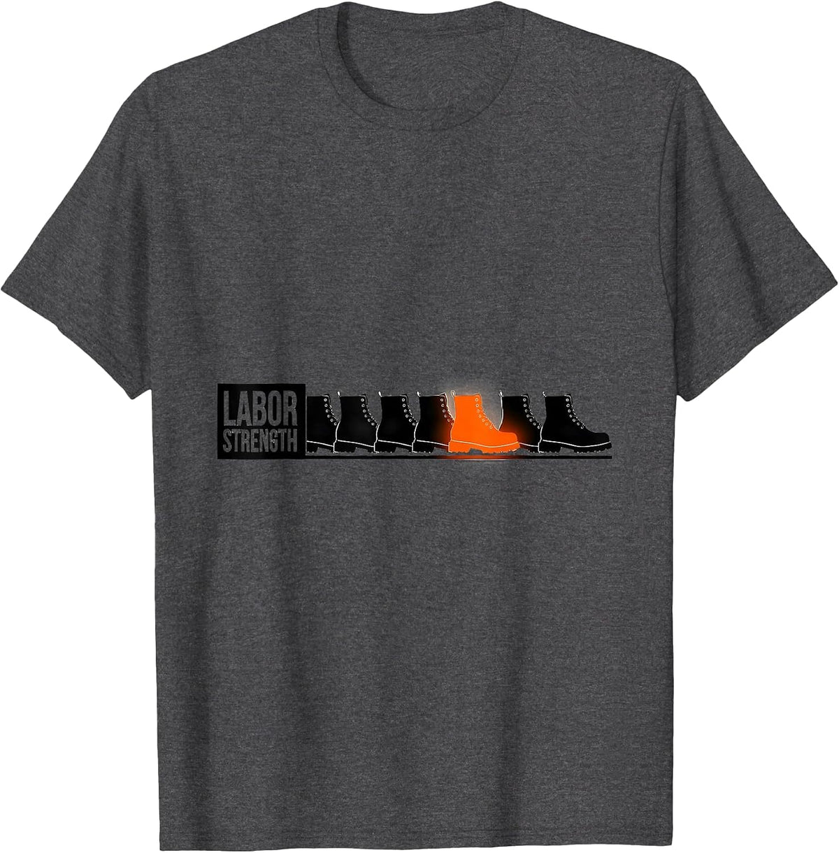 Men's Labor Strength Minimalist Union Worker Solidarity Pride T-Shirt - Dark Heather Grey