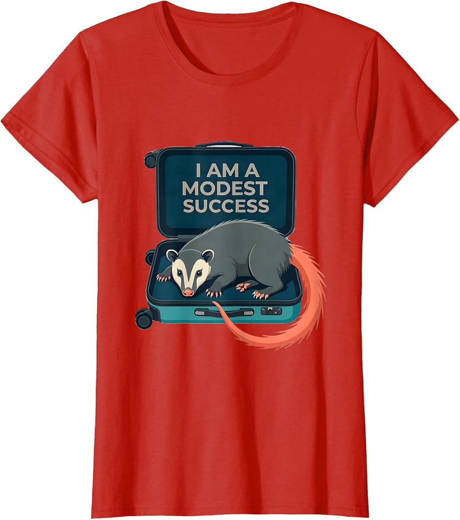 Women's I Am A Modest Success Funny Opossum Meme Possum Lover Gift T-Shirt - Red