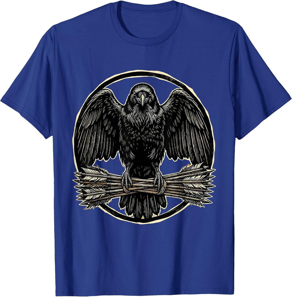 Men's Crow Clutching Wild Arrows Illustration T-Shirt - Royal Blue