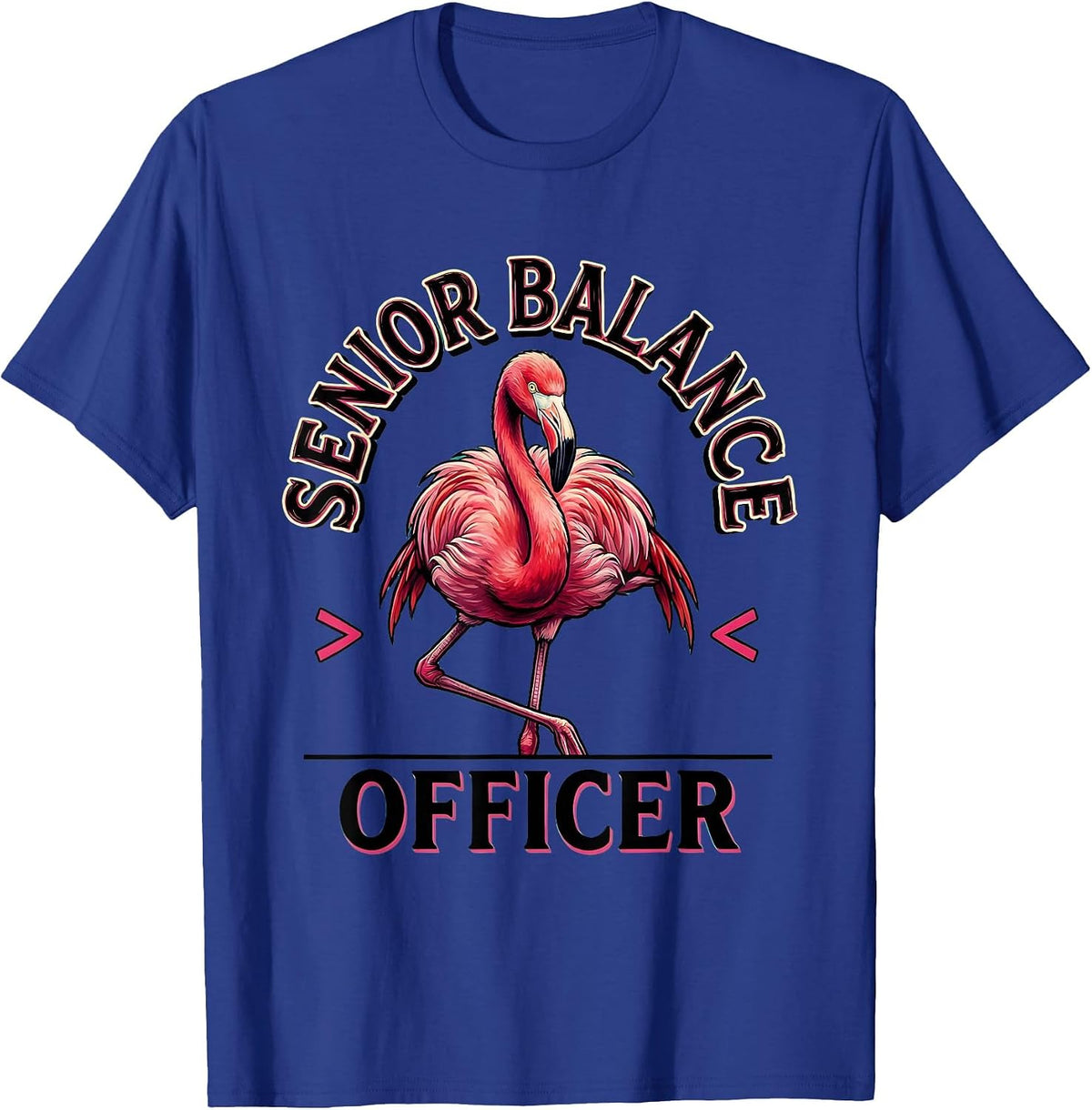 Senior Balance Officer Funny Pink Flamingo Bird Lover Humor T-Shirt - Royal Blue