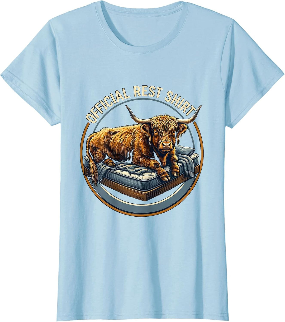Women's Official Rest Shirt Highland Cow Cozy Sleepwear Gift T-Shirt - Baby Blue