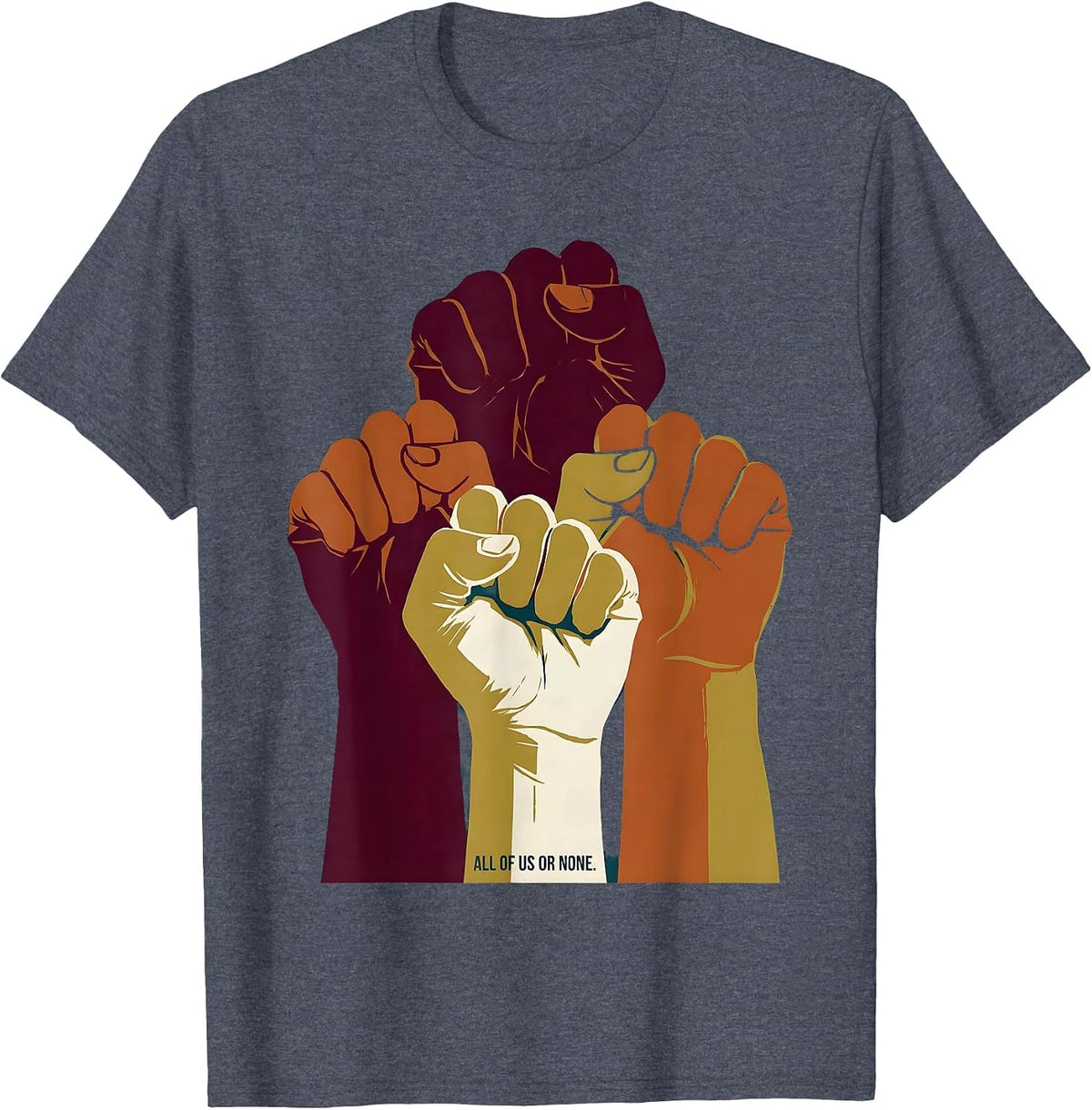 All of Us or None Inclusion and Unity Design T-Shirt - Heather Blue