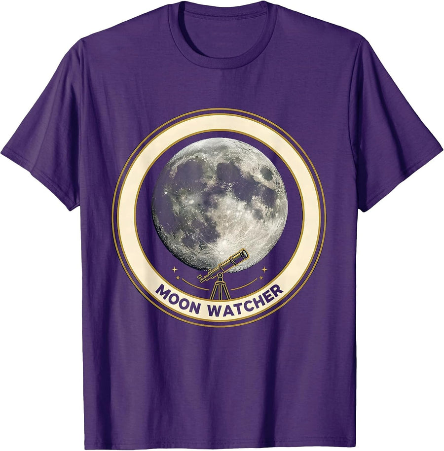 Men's Moon Watcher Retro Vintage Astronomy Celestial Mystic Gift T-Shirt - Purple