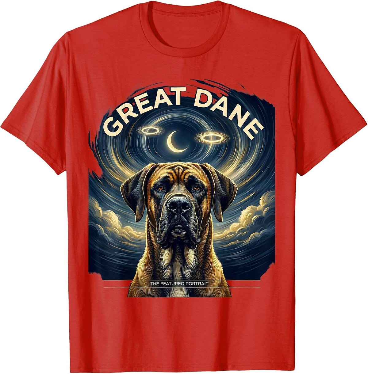 Men's Great Dane The Featured Portrait Whimsical Art Dog Lover T-Shirt - Red