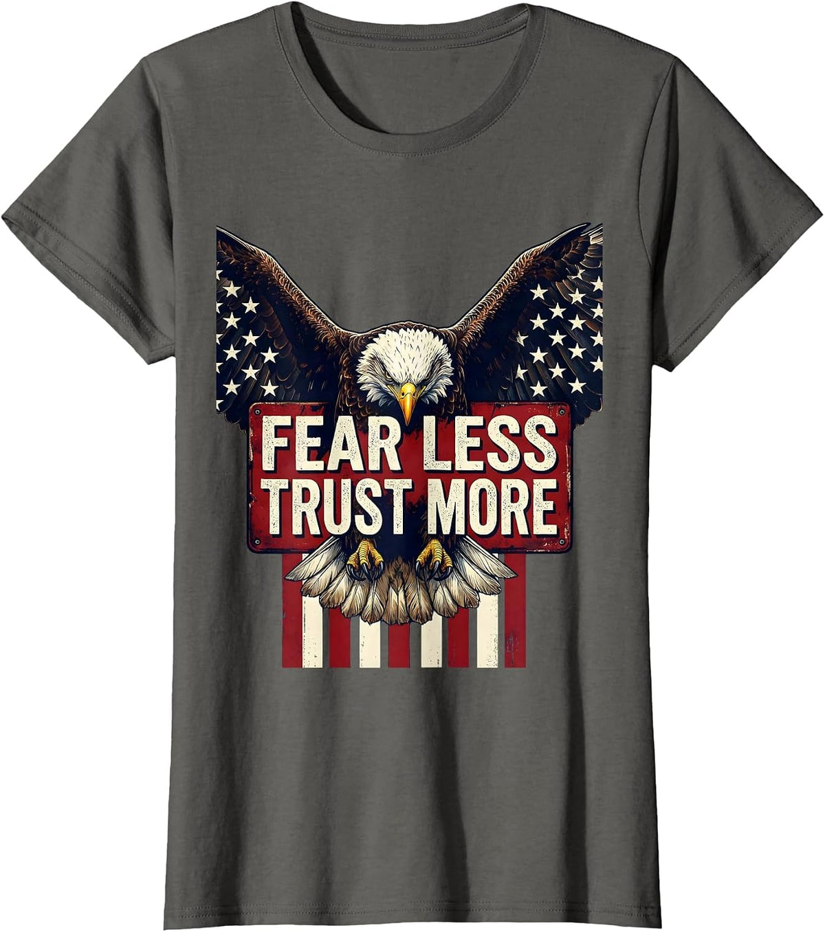Women's Fear Less Trust More Faith Over Fear Design T-Shirt - Asphalt Grey
