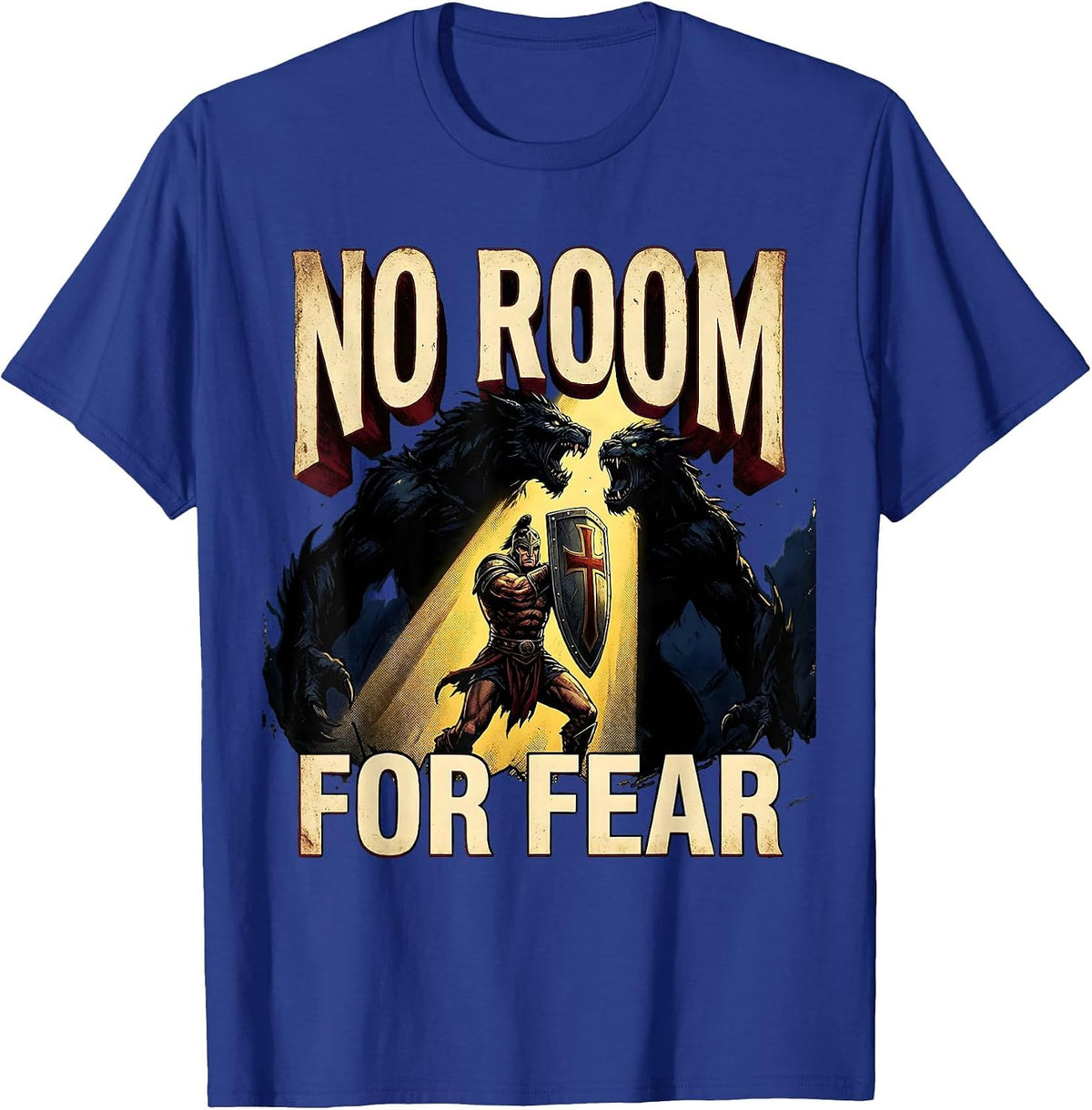 Men's No Room For Fear Faith Over Fear Graphic Design T-Shirt - Royal Blue