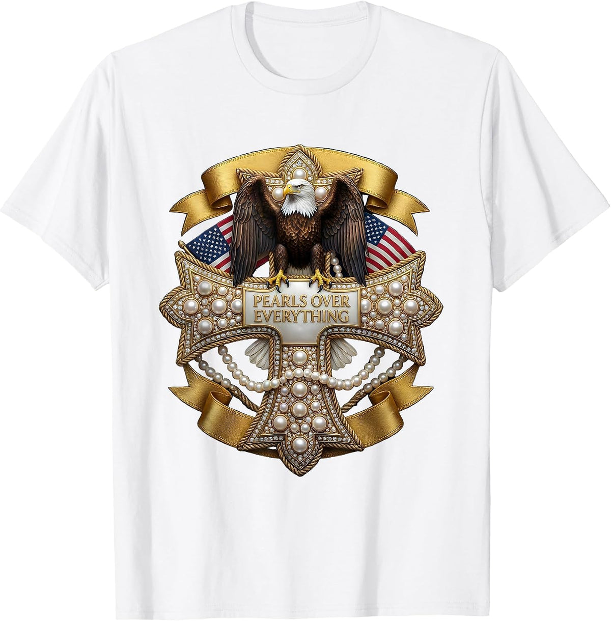 Men's Pearls Over Everything Classic Elegance Design T-Shirt - White