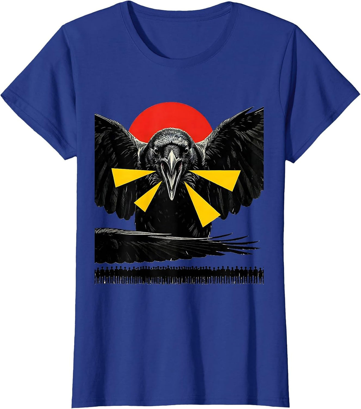 Women's Black Crow Pop Art Gothic Humor Dark Humor Gift T-Shirt - Royal Blue