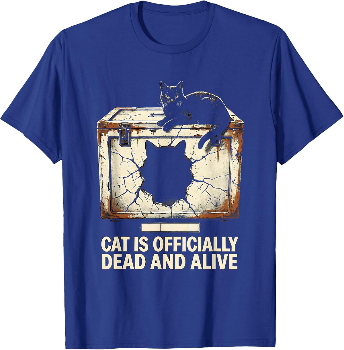 Cat Is Officially Dead And Alive Distressed Quantum Physics T-Shirt - Royal Blue