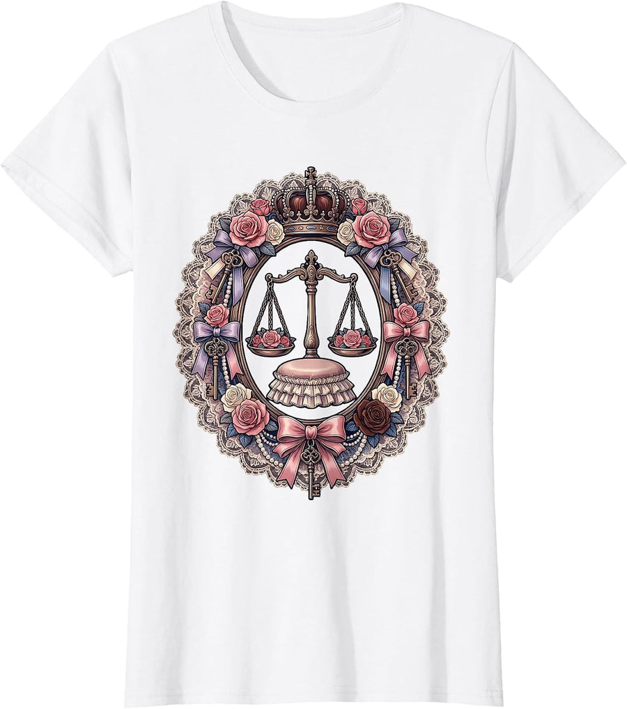 Women's Libra Zodiac Scales of Balance Astrology Design T-Shirt - White