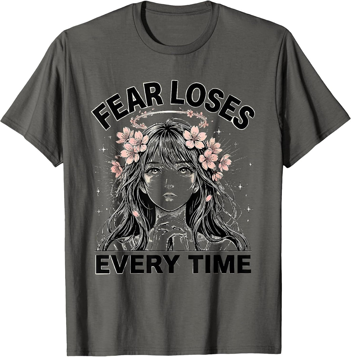 Men's Fear Loses Every Time Faith Over Fear Design T-Shirt - Asphalt Grey