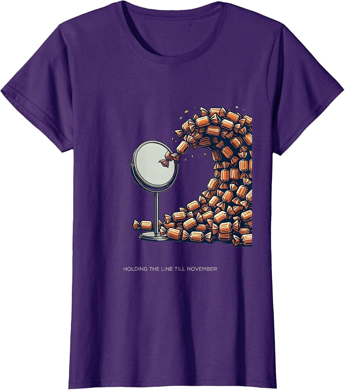 Women's Holding The Line Till November Funny Dental Hygienist T-Shirt - Purple